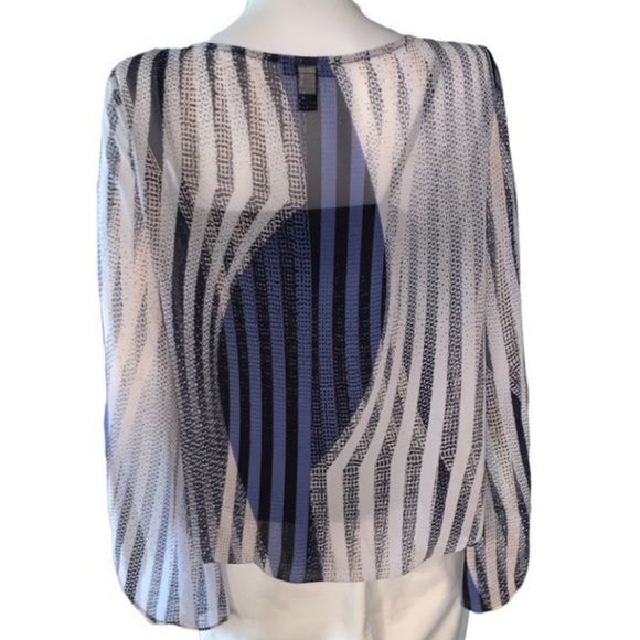 ALFANI Petite! Multicolored Sheer Print Blouson Blouse With Attached Camisole M - Picture 2 of 6